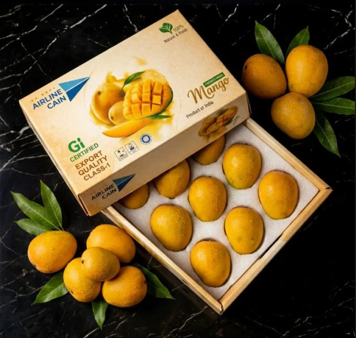 Open mango tray box